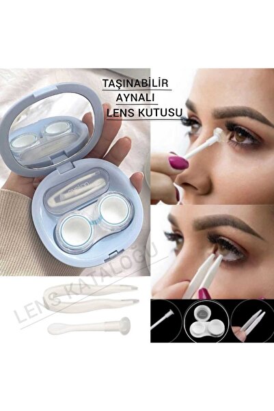 Eyeshop AYNALI KONTAK LENS KUTUSU 3LÜ SET SAKLAMA KABI VE TUTMA TAKMA CIMBICI...