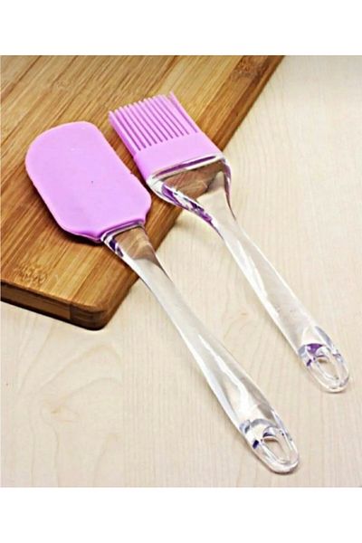 Ranüş Home Set of 2 Silicone Cake Pastry Dough Shaping Spatula and Egg Sauce Brush