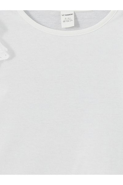 LC Waikiki LCW Kids Crew Neck Κεντημένη χτενισμένη βαμβακερή μπλούζα για κορίτσια