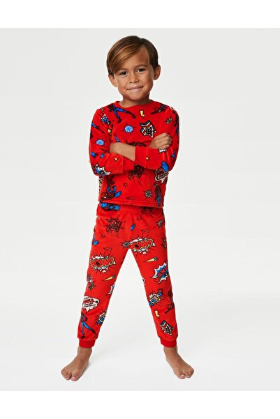 Marks & Spencer Spider-man™ Uzun Kollu Kadife Pijama Takımı (2-7 YAŞ)