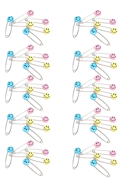 LUQU BABY Luqu Safety Pin Smiley Face-Pack of 10