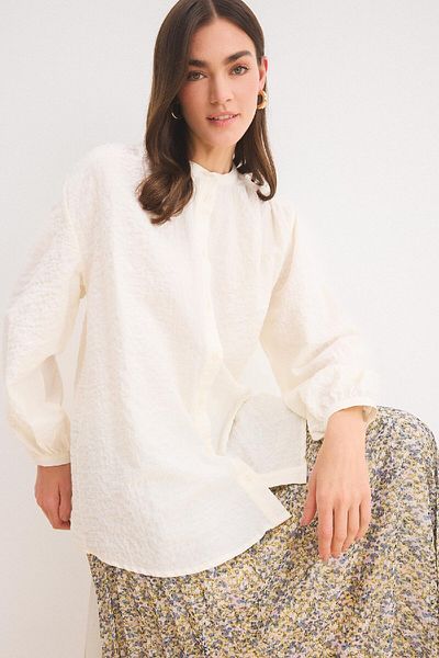 DeFacto Relax Fit Seersucker Textured Long Sleeve Shirt Tunika D4145AX25SP