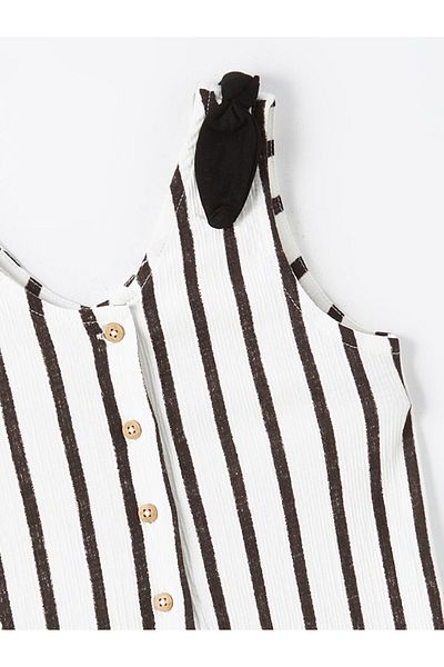 LC Waikiki Lcw V-Neck Striped Girl's Jumpsuit