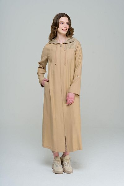 Olcay Ungefütterte Kappe mit Kapuze und Netzdetail BEIGE 6570