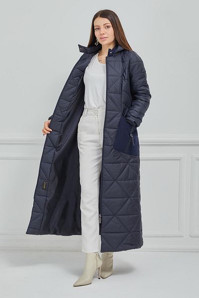 Olcay Odnímatelná dlouhá prošívaná čepice s kapucí a detailem razítka DARK BLUE 6524