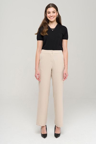 Olcay Barka-Hose mit elastischem Bund und geradem Bein, Beige 7558