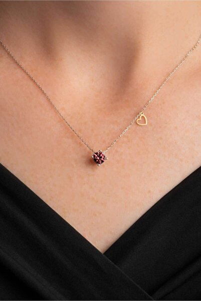 So CHIC... Created Rhodolite Taşlı Clarit Serisi 8 Ayar Beyaz Altın Kolye