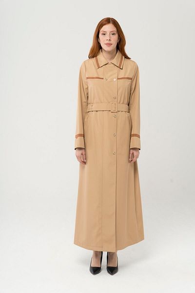 Olcay Kołnierzyk koszuli Garni Szczegółowy, dwurzędowy długi trencz Topcoat Camel 4288