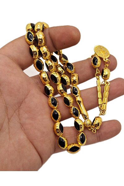 Han Ticarethane مسبحة صلاة معدنية تشبه المينا باللون الأسود