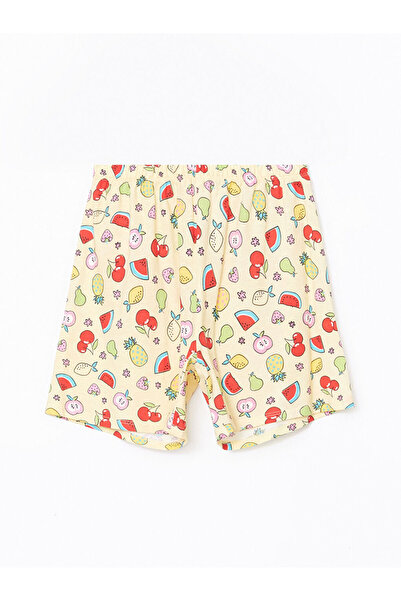 LC Waikiki شورت بيجامة بناتي مطبوع بخصر مطاطي