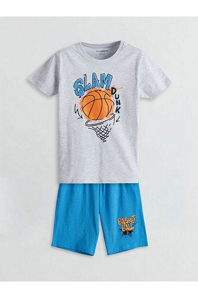 LC Waikiki Set de pijamale pentru băieți LCW Kids Crewneck cu pantaloni scurți