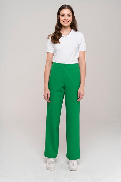Olcay Pantaloni Barka cu talie elastică cu picior drept, verde 7558