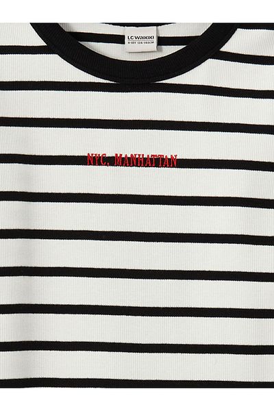 LC Waikiki Κοντό φόρεμα για κορίτσια LCW Kids Stripes Nyc Κέντημα