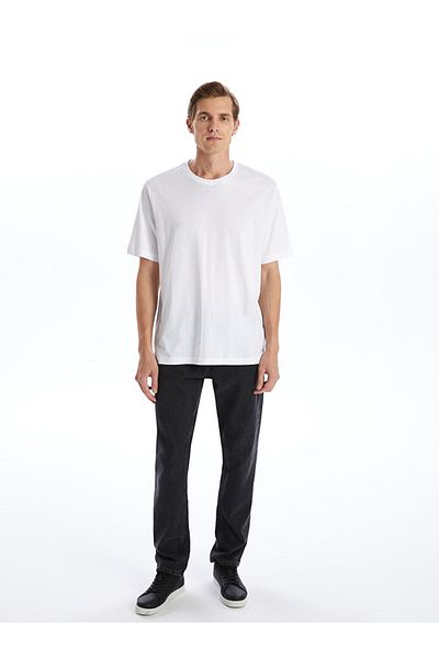 LC Waikiki Ανδρικό T-Shirt LCWAIKIKI Basic White Crew Neck χτενισμένο βαμβακερό