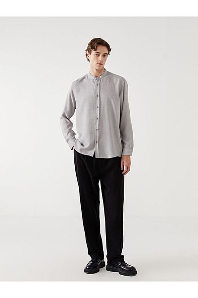 LC Waikiki Ανδρικό λινό μακρυμάνικο πουκάμισο LCW Vision Regular Fit
