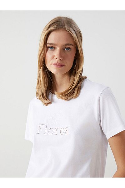 LC Waikiki Tricou de damă LCW Vision Crew Neck cu broderie florală