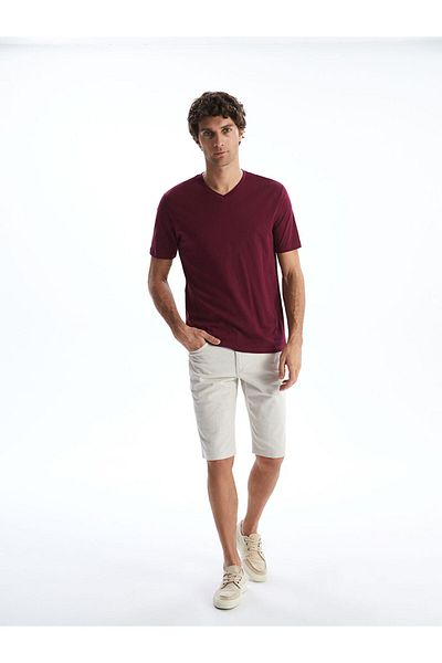 LC Waikiki Green V-Neck Short Sleeve Combed Cotton Men's T-Shirt