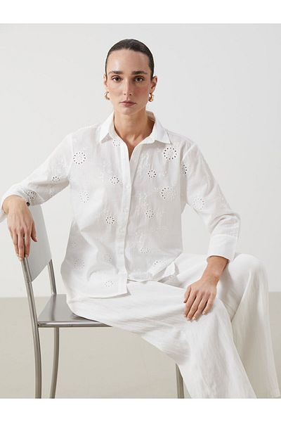 LC Waikiki Embroidered Poplin Women's Shirt