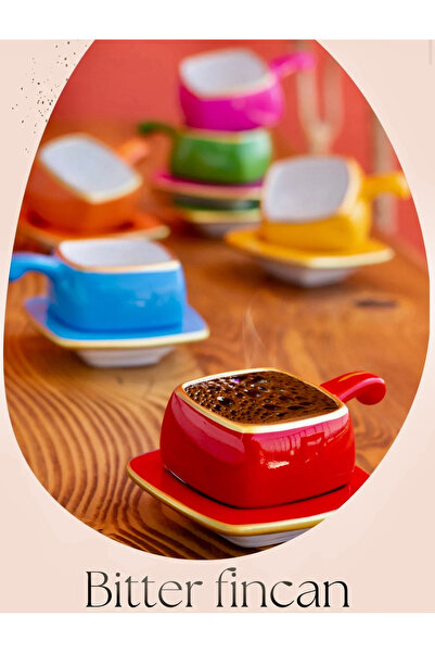 Ara Porselen 6 Kişilik 12 Parça Bitter Fincan Kahve Sunum Seti, Söz, Nişan, D...