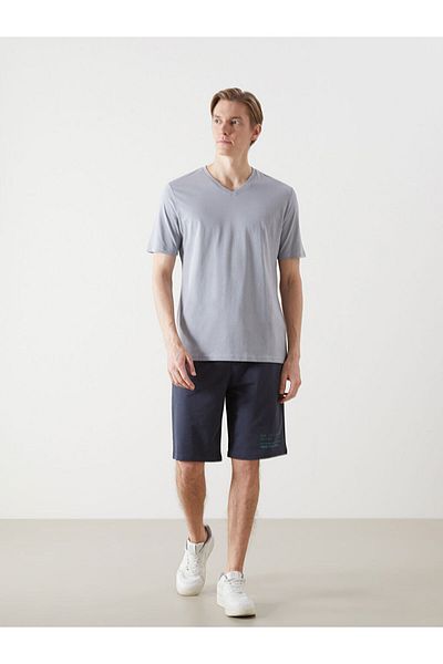 LC Waikiki New Season V-Neck Short Sleeve Combed Cotton Men's T-Shirt - S50845Z8