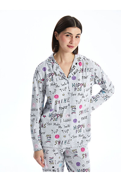 LC Waikiki Novi sezonski ovratnik košulje Sa deznom ženski pidžama set - S5CN...