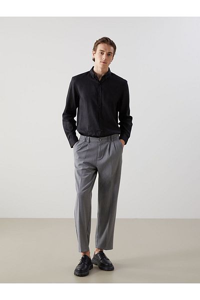 LC Waikiki Ανδρικό λινό μακρυμάνικο πουκάμισο LCW Vision Slim Fit