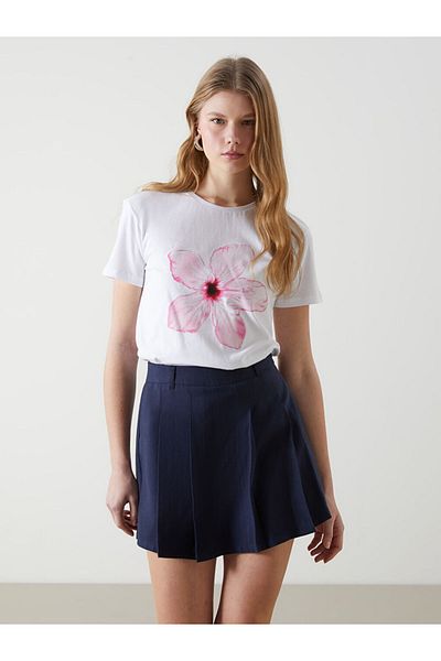 LC Waikiki Tricou XSIDE cu decolteu cu flori pentru femei