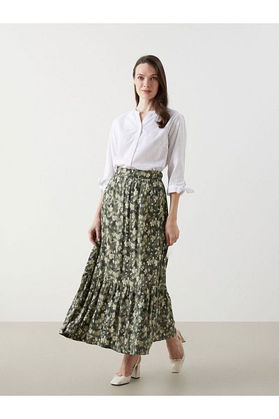 LC Waikiki New Season Elastic Waist Floral A-Line Women's Skirt - S5K171Z8