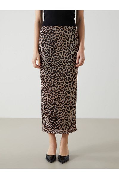 LC Waikiki Fusta pentru femei LCW Vision Extra Narrow Fit cu imprimeu leopard