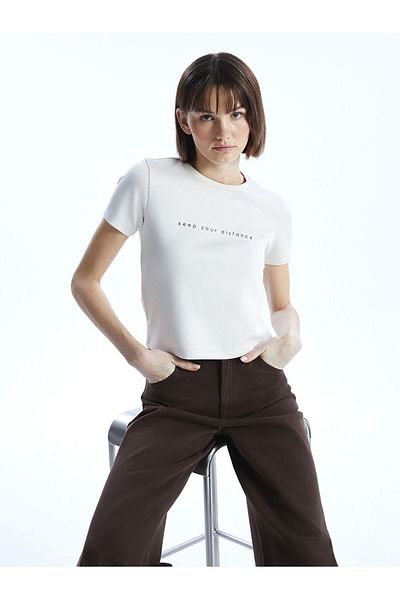 LC Waikiki Γυναικείο μπλουζάκι New Season Crew Neck με στάμπα - S57118Z8