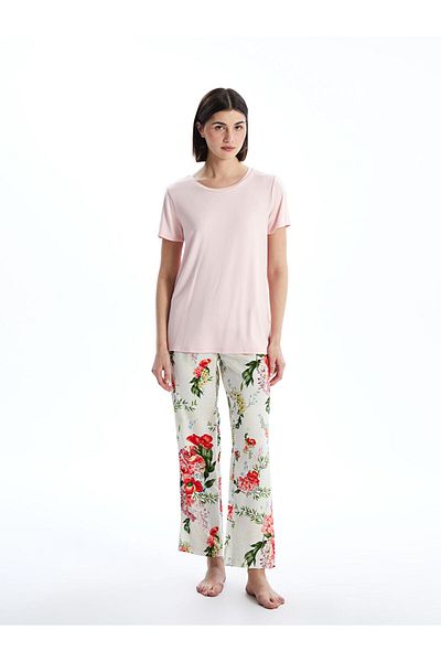 LC Waikiki New Season Crew Neck Floral Women's Pajama Set - S5Ah23Z8
