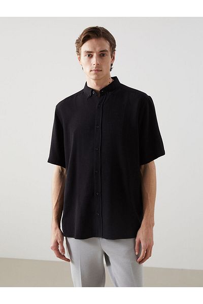 LC Waikiki Ανδρικό πουκάμισο LCW Vision Regular Fit με κοντό μανίκι λινό μείγμα