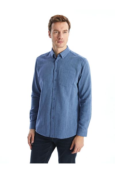 LC Waikiki Cămașă pentru bărbați LCWAIKIKI Classic Regular Fit cu mânecă lungă în amestec de in