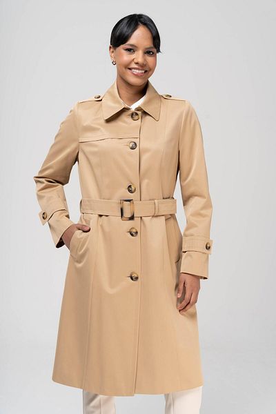 Olcay Wasserabweisender, gefütterter Trenchcoat mit Hemdkragen in großer Größe KAMEL 6559
