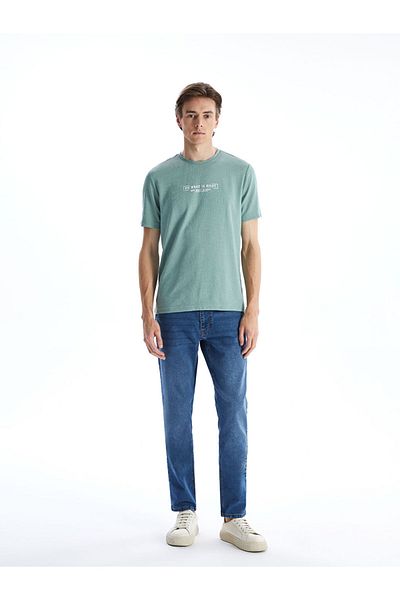 LC Waikiki Ανδρικό μπλουζάκι LCWAIKIKI Classic Crew με λαιμόκοψη κοντό μανίκι με στάμπα χτενισμένο βαμβακερό ανδρικό μπλουζάκι
