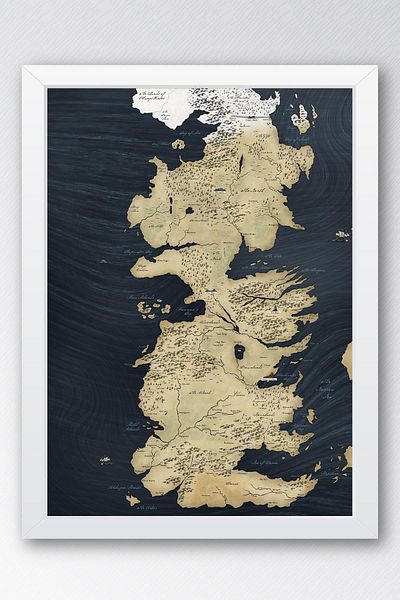 Saturn Ζωγραφική με κορνίζα με χάρτη του Game of Thrones - Ζωγραφική αφίσας της τηλεοπτικής σειράς Game of Thrones