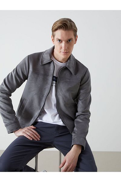 LC Waikiki Ανδρικό παλτό με γιακά σουέτ πουκάμισο LCW Standard Fit