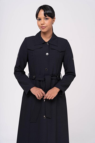 Olcay Košilový límec pásek s podrobným lemováním top kabát ČERNÁ 6555