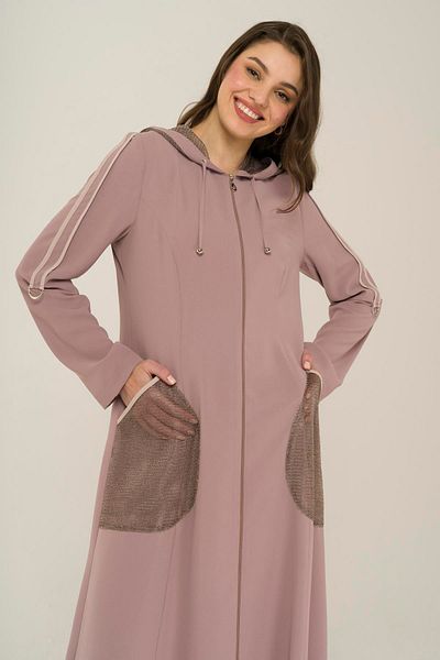 Olcay Hooded and Mesh Detailed Piping Unlined Topcoat Powder 6459