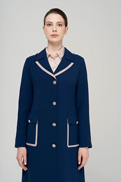 Olcay Ανδρική τσάντα γιακά με τσέπη Epaulet και Garni με λεπτομέρεια επένδυση Top Coat INDIGO 6577