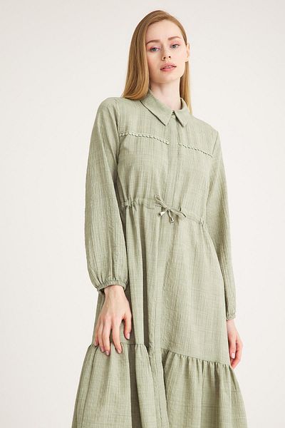 Olcay Robasi Fisto Detailed Gathered Waist Dlouhé šaty ÇAĞLA 9494-E