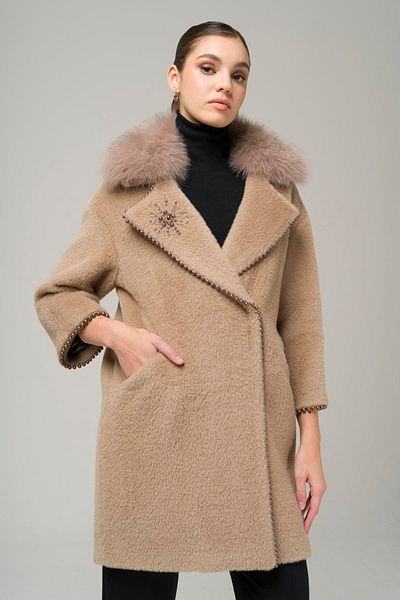 Olcay Mink Plush Coat - Detachable Fur and Pearl Detail, Model 3959-Tk