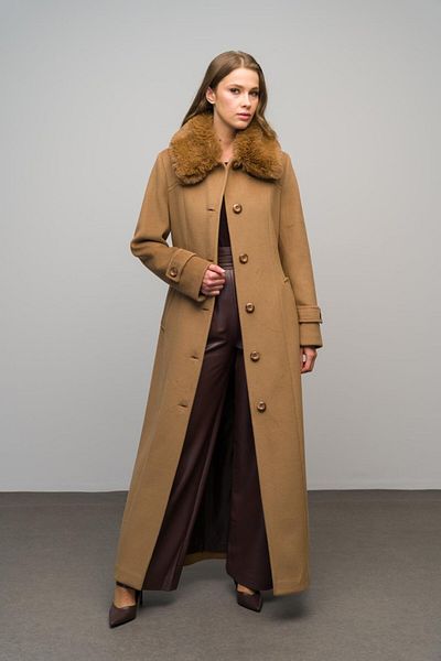 Olcay Shirt Collar Detachable Furry Plus Size Coat K. Kamel 3071