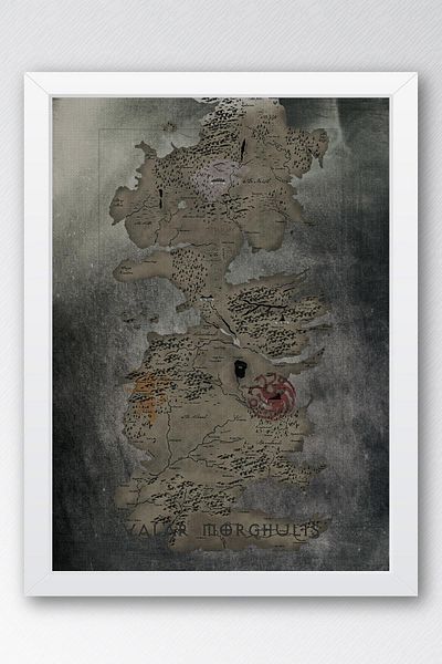 Saturn Pictură înrămată cu Harta Game of Thrones - Poster de la seria Game of Thrones