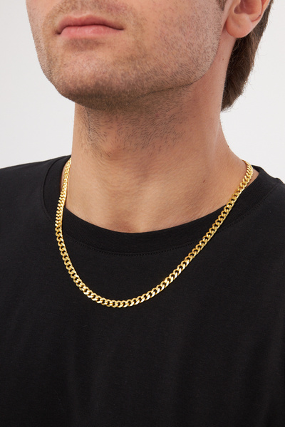 Ventino Silver 18 K Altın Kaplama 6mm Gurmet 925 Ayar Gümüş Erkek Zincir Koly...