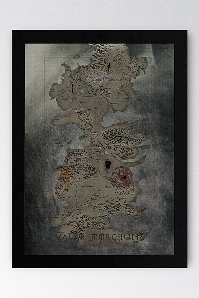 Saturn Pictură înrămată cu Harta Game of Thrones - Poster de la seria Game of Thrones