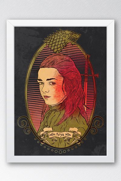 Saturn Ζωγραφική με κορνίζα Arya του Game of Thrones - Ζωγραφική αφίσας της τηλεοπτικής σειράς Game of Thrones
