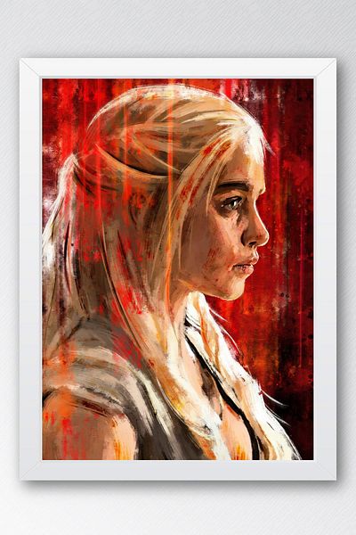 Saturn Ζωγραφική με κορνίζα Game of Thrones Daenerys - Ζωγραφική αφίσας της τηλεοπτικής σειράς Game of Thrones