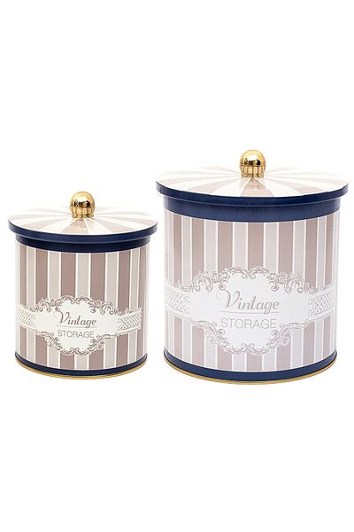 EVLE Elegance Patterned 2-Piece Metal Storage Set - 2.1 Liters & 4.1 Liters Erb48V5