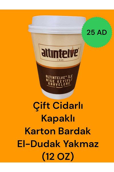 Altıntelve Hot Drink Cup - Carton, Leak-Proof Lid, Double-Walled, Hand Lip Burn-Proof, 12 oz